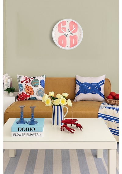 Modern Yazılı Tasarım - '' Good Morning - Günaydın'' Duvar Saati - 30cm - Önü Camlı Beyaz Kasa Beyaz