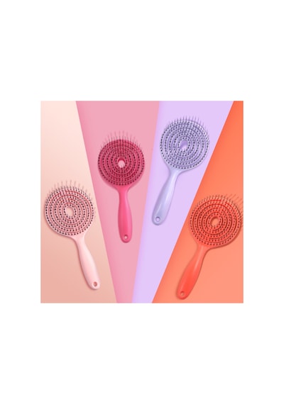 Beauty Lolipop Saç Fırçası - Yuvarlak, 3d Esnek, Saç Açma Ve Tarama Pembe