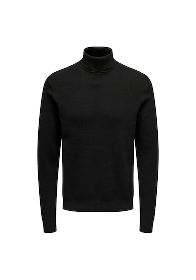 Only & Sons Onsphil Reg 12 Struc Roll Neck Knit Noos Erkek Siyah Kazak - 22023202