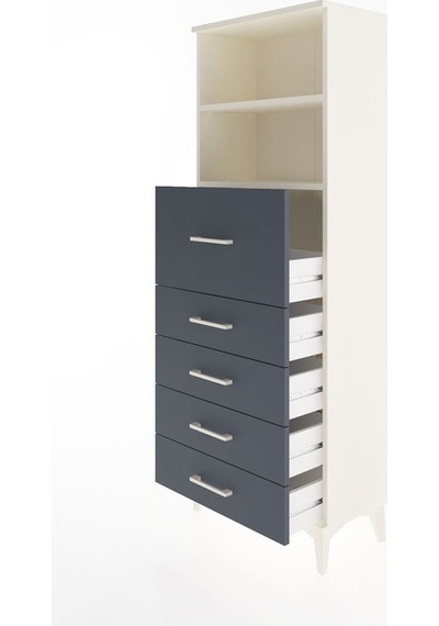 Arges Dolap 2 Raflı 5 Çekmeceli 60x30x163 Aytaşı-antrasit Aytaşı