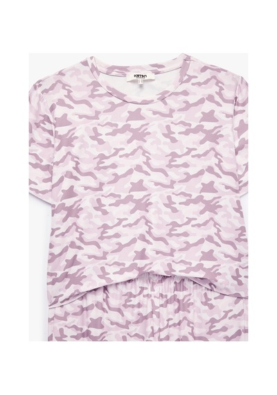 Koton Kamuflaj Desenli Rahat Kesim Bisiklet Yaka Kısa Kollu Pijama Takımı Pembe Desenli 7wlk40304mk Koton Kamuflaj Desenli Rahat Kesim Bisiklet Yaka Kısa Kollu Pijama Takımı Pembe Desenli 7wlk40304mk
