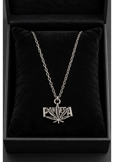 Pantera Logo Kolye Yaprak Figürlü Gümüş Renk Heavy Metal Rock Kolyesi Altın - Gümüş
