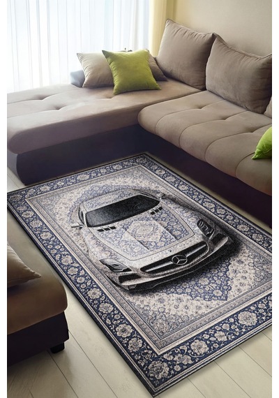 Mercedes Sls Amg Araba Desenli Halı Dijital Baskı Yıkanabilir Kaymaz Taban Leke Tutmaz Çok Renkli7