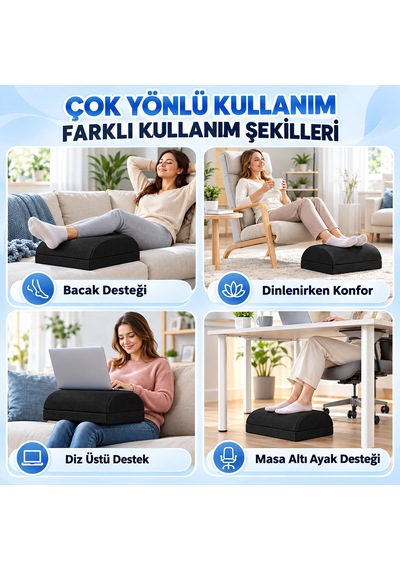 Microcase 3 Katmanlı Ayarlanabilir Çok Amaçlı Kaydırmaz Taban Ayak Koyma Pedi Ofis Ev Seyehat Ayak Bacak Koyma Dinlendirme Pedi Al7015