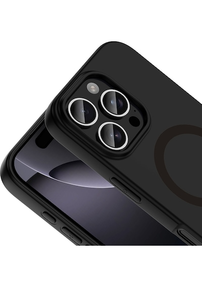 Maks Technology iPhone Uyumlu 16 Pro Kılıf M-safe Şarj Özellikli Mkst Aris Silikon Kapak - Siyah