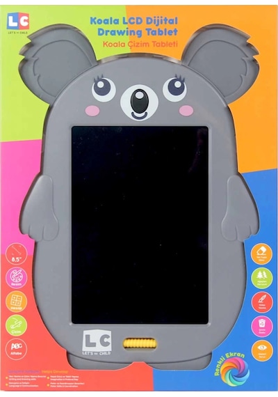 Sevimli Koala Çizim Tableti 22 Cm Gri