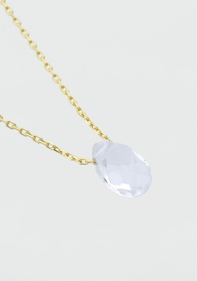 Beyaz Topaz Damla Taşlı Kolye Sarı
