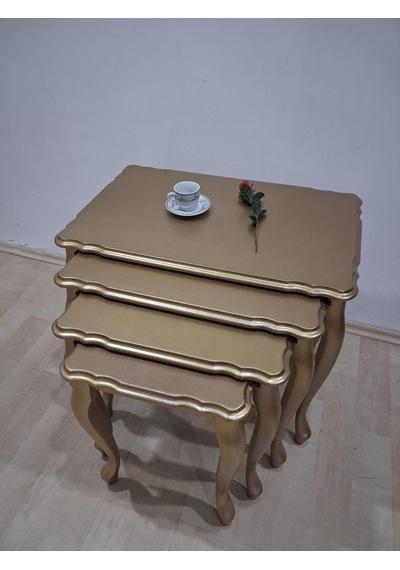 Zigon St 90640 Klasik Model Sehpa Parlak Gold Renk Kayın Aslan Ayak El Yapım Gold