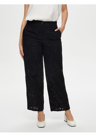 Faik Sönmez Wide Leg Fit Brode Nakış Detaylı Pantolon S25pnt039 Us25pnt03910 Siyah