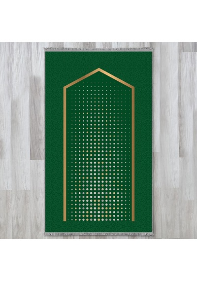 Evaşk Namazlık Dokuma Halı Kaymaz Muslumana Seccade 66x113 YEŞİL EVAŞK601C66