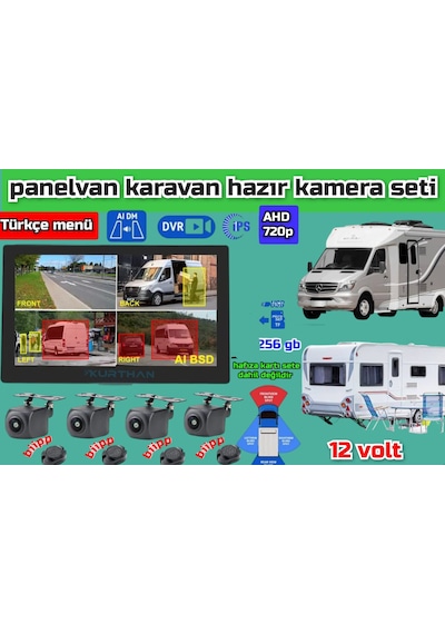 7 İnç Dvr Ekran Ve Araç Yaya Tanımalı Sesli İkazlı 4 Kameralı Set