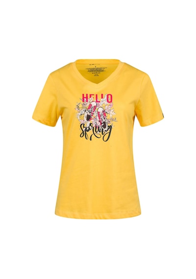 2as Alone Baskılı V Yaka Kadın T-shirt 402 Sarı