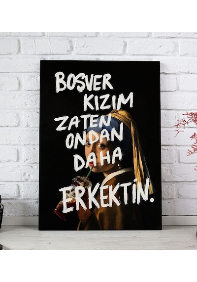 Bk Gift Vintage Klasik Sanat Esprili Sözlü Dekoratif Kanvas Tablo - 21 Çok Renkli