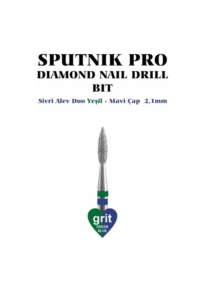 Elmas Sivri Alev Freze Duo Yeşil-mavi Çap 2,1mm