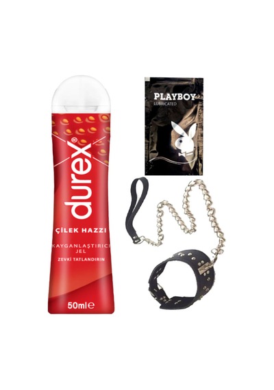 Durex Çilek Hazzı 50 Ml Jel + Siyah Deri Tasma + Hediye