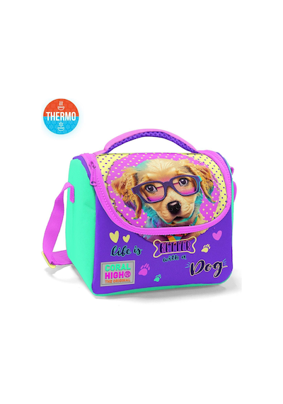 Minik Yuva Sırt Çantası Sarı Pembe Sevimli Köpek Desenli İki Bölmeli 3'lü Set 3set23552