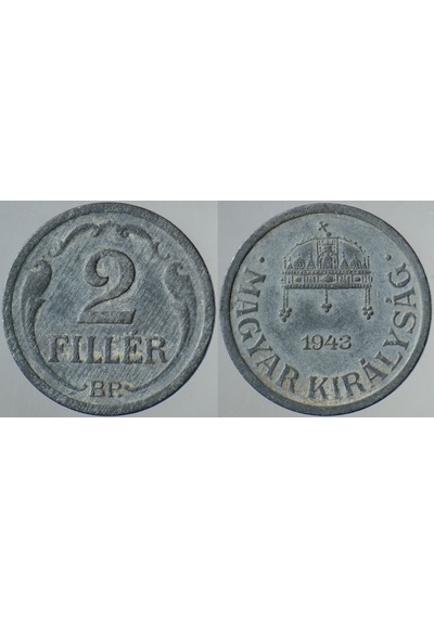 Macaristan 2 Filler 1943 İkinci Dünya Savaşı Dönemi Çinko.