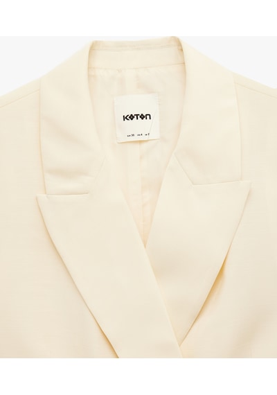 Koton Cepli Kemerli Düğmeli Uzun Kruvaze Blazer Yelek Bej 6sak20061pw Ekru