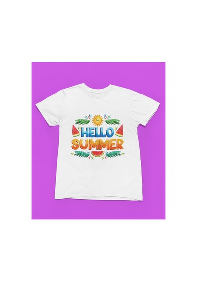 Magors Stıl-x Hello Summer Baskılı Bisiklet Yaka %100 Pamuklu Kız Çocuk Tshırt Beyaz, Sarı, Siyah, Kırmızı Beyaz Magors Stıl-x Hello Summer Baskılı Bisiklet Yaka %100 Pamuklu Kız Çocuk Tshırt Beyaz, Sarı, Siyah, Kırmızı Beyaz