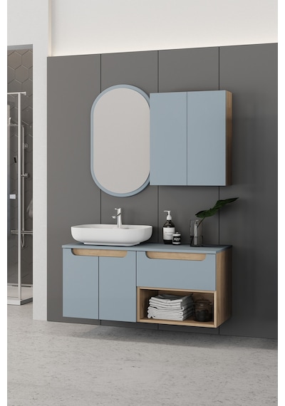 Biani Katia 120 Cm Banyo Dolabı Renk Buz Mavisi
