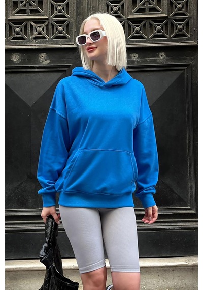 Saks Kapüşonlu Oversize Cepli Sweatshirt Mg2207