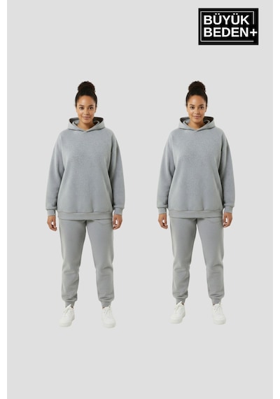 Süperlife Kadın Büyük Beden 2' Li Set Kapşonlu Kollar Ve Etek Ribanalı İnce Swatshırt Spr26bswk957+2 Grey Mel-grey Mel Süperlife Kadın Büyük Beden 2' Li Set Kapşonlu Kollar Ve Etek Ribanalı İnce Swatshırt Spr26bswk957+2 Grey Mel-grey Mel