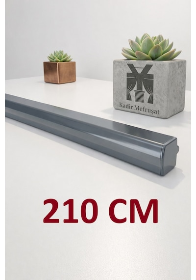 Antrasit Dekoratif Ray Alüminyum 2 Kanallı Dekoratif Metal Perde Kornişi Antrasit210cm - 855867284 Antrasit210cm