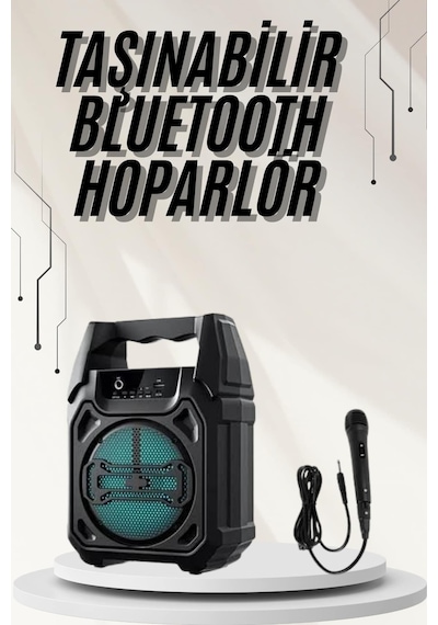 Bluetooth Hoparlör Led Işıklı Taşınabilir Kablosuz Speaker Uzun Pil Ömrü - Lisinya