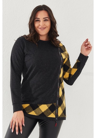 Lady Majestic Kadın Büyük Beden Sweatshirt Sarı