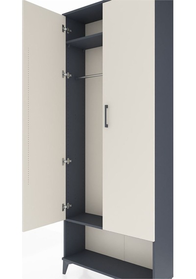 Arges Dolap 2 Raflı 2 Kapaklı Tek Askılı 88x30x221 Antrasit-aytaşı Antrasit