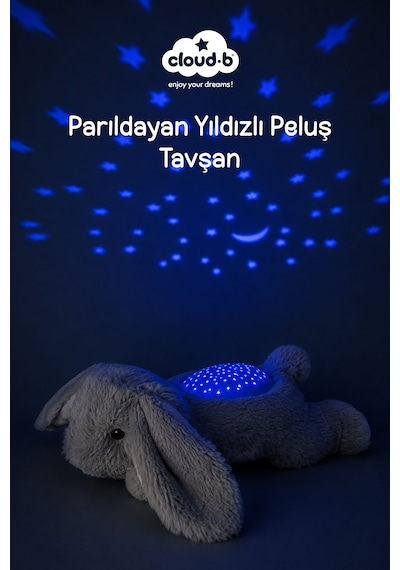 Cloud-b Melodili Parıldayan Yıldızlı Peluş Tavşan 22x13x8,5 Cm