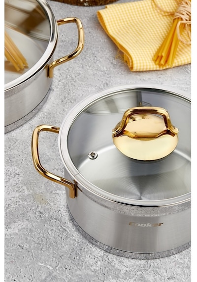 Cooker 8 Parça Paslanmaz Çelik Tencere Seti Çeyiz Seti Inox