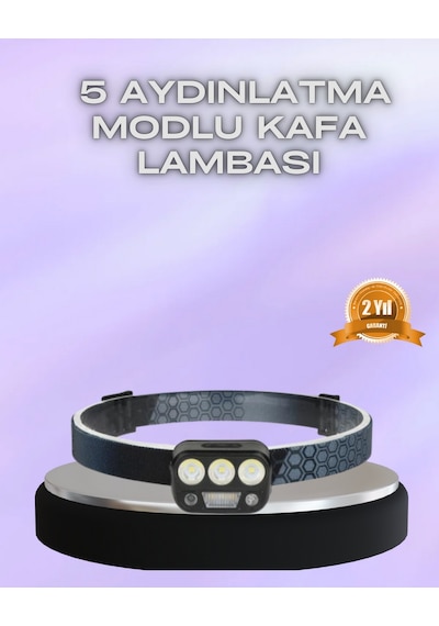 Cosmotex El Hareket Sensörlü Led Kafa Feneri 5 Mod Ayarlanabilir Kırmızı