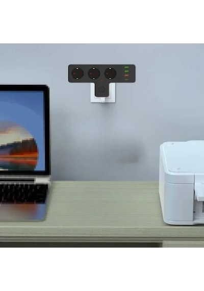 Termal Akım Korumalı 3'lü Duvar Priz Ve Usb Girişi 0