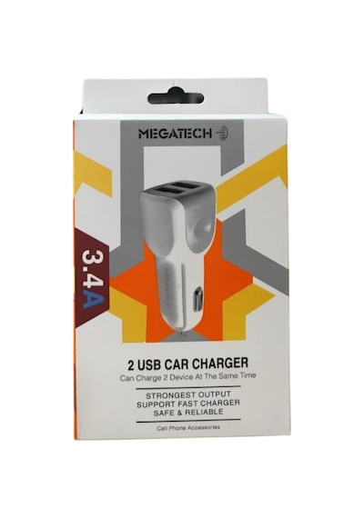 Megatech T05 Araç Çakmaklık Şarj Cihazı, 2 Usb, 3.4a, Beyaz