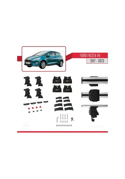 Ford Fiesta Vıı 2017-2023 Arası İle Uyumlu Ace-4 Ara Atkı Tavan Barı Gri