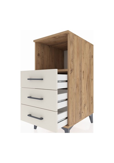 Kronos Komodin Tek Raflı 3 Çekmeceli 44x59x96 Çam-aytaşı Atlas Çam