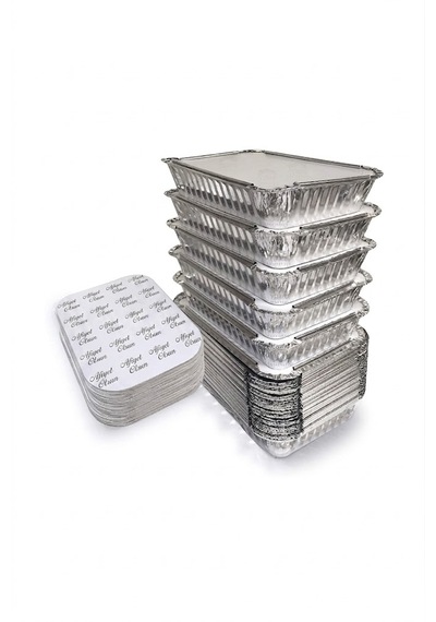 Şeylişeyler - Alüminyum Dikdörtgen Sütlaç Ve Yemek Kabı 1000 Gr + Kapaklı Set - 100 Adet
