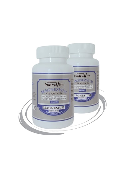 PadroVita Magnezyum ve B6 Vitamini İçeren Takviye Edici Gıda 2 x 60 Kapsül