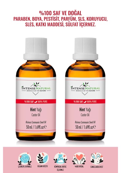 Intense Natural Soğuk Sıkım Hint Yağı 2 x 50 ML