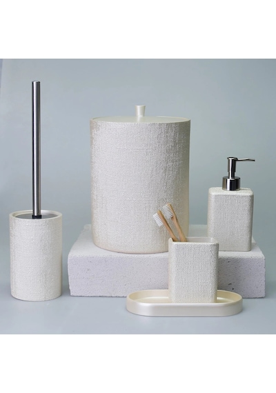 By Selim Linen İnci 5 Parça Polyester Banyo Seti İnci