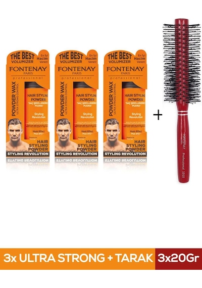 Fontenay Saç Şekillendirici Pudra Toz Wax Ultra Strong Turuncu 20gr X3 + 1018 Tarak'ı 4'lü Set