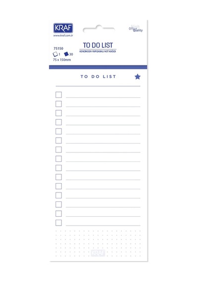 Kraf Yapışkanlı Not Kağıdı To Do List - Yapılacaklar Listesi 75x150 30 Yaprak