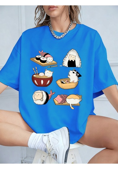 Noıssey Urban Pop Graphic Kadın Tişört Koleksiyonukod 5124 Bebe Mavi