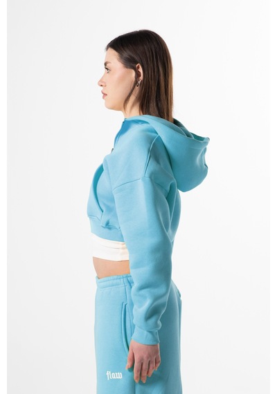 Flaw Atelıer Flaw Nakışlı Mavi Zip Crop-28832 Mavi