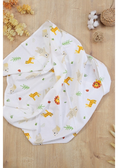Kız Erkek Bebek Unisex Pazen Kundak Battaniye Stl6843 Beyaz - Fuşya