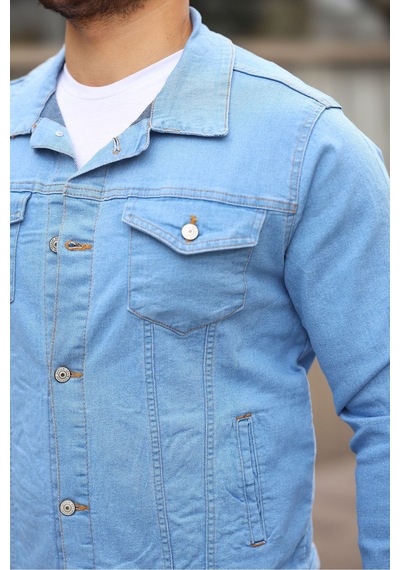 Serseri Jeans Koyu Haki Erkek Kot Ceket Mavi