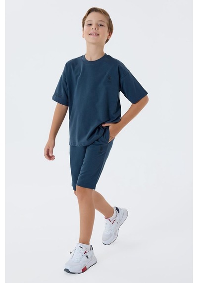 U.S. Polo Assn. Erkek Çocuk 2 Li Bermuda T-şhirt Takım Gri-2322 Gri