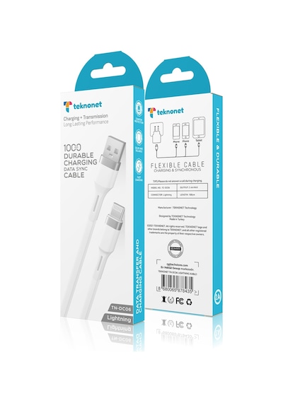 Teknonet TN-DC06 Plastik 100 CM Lightning Şarj Ve Data Kablosu