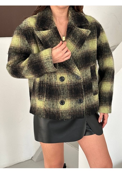 Roll Fashion Fashıon Yünlü Düğmeli Kaban Yeşil